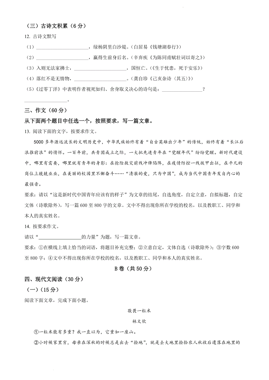 2022年四川省凉山州中考语文真题_第4页