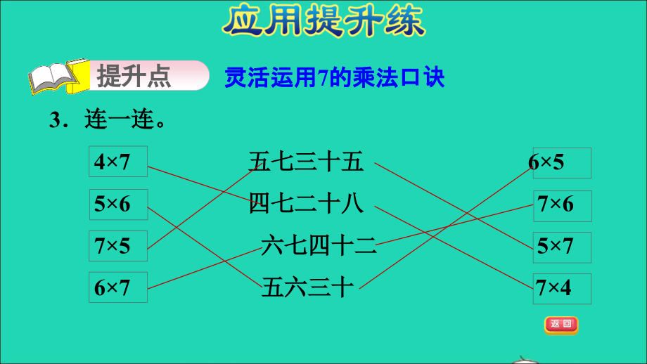 2021年二年级数学上册七表内乘法和除法二第1课时7的乘法口诀习题课件冀教版_第5页