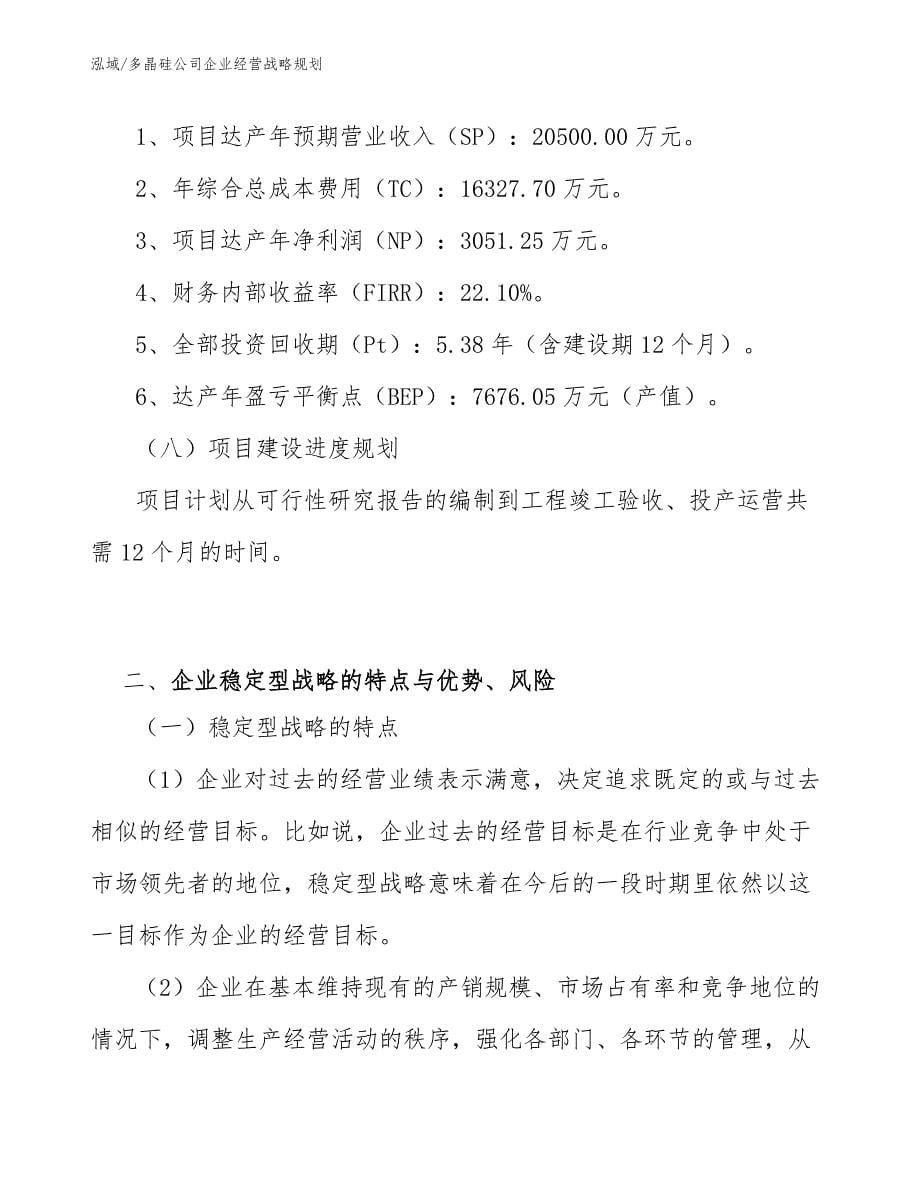 多晶硅公司企业经营战略规划_第5页