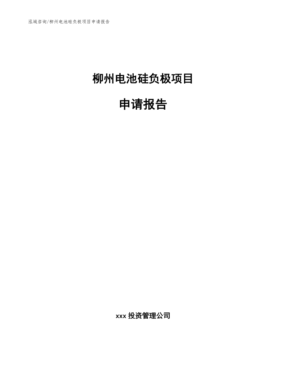 柳州电池硅负极项目申请报告_第1页