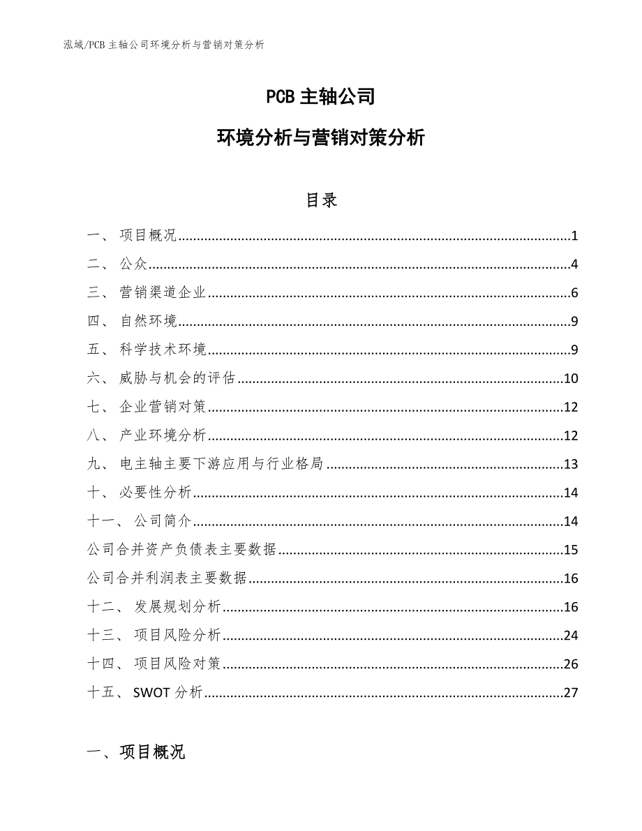 PCB主轴公司环境分析与营销对策分析_范文_第1页