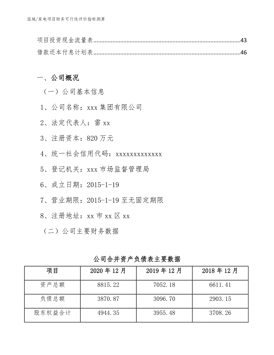 家电项目财务可行性评价指标测算（范文）_第3页