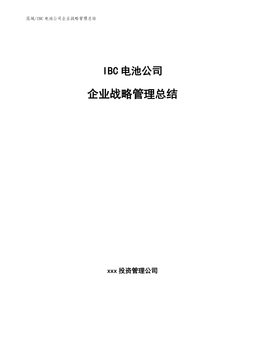 IBC电池公司企业战略管理总结_参考_第1页