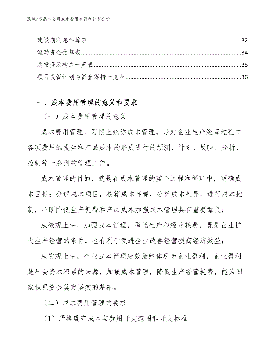 多晶硅公司成本费用决策和计划分析_第2页