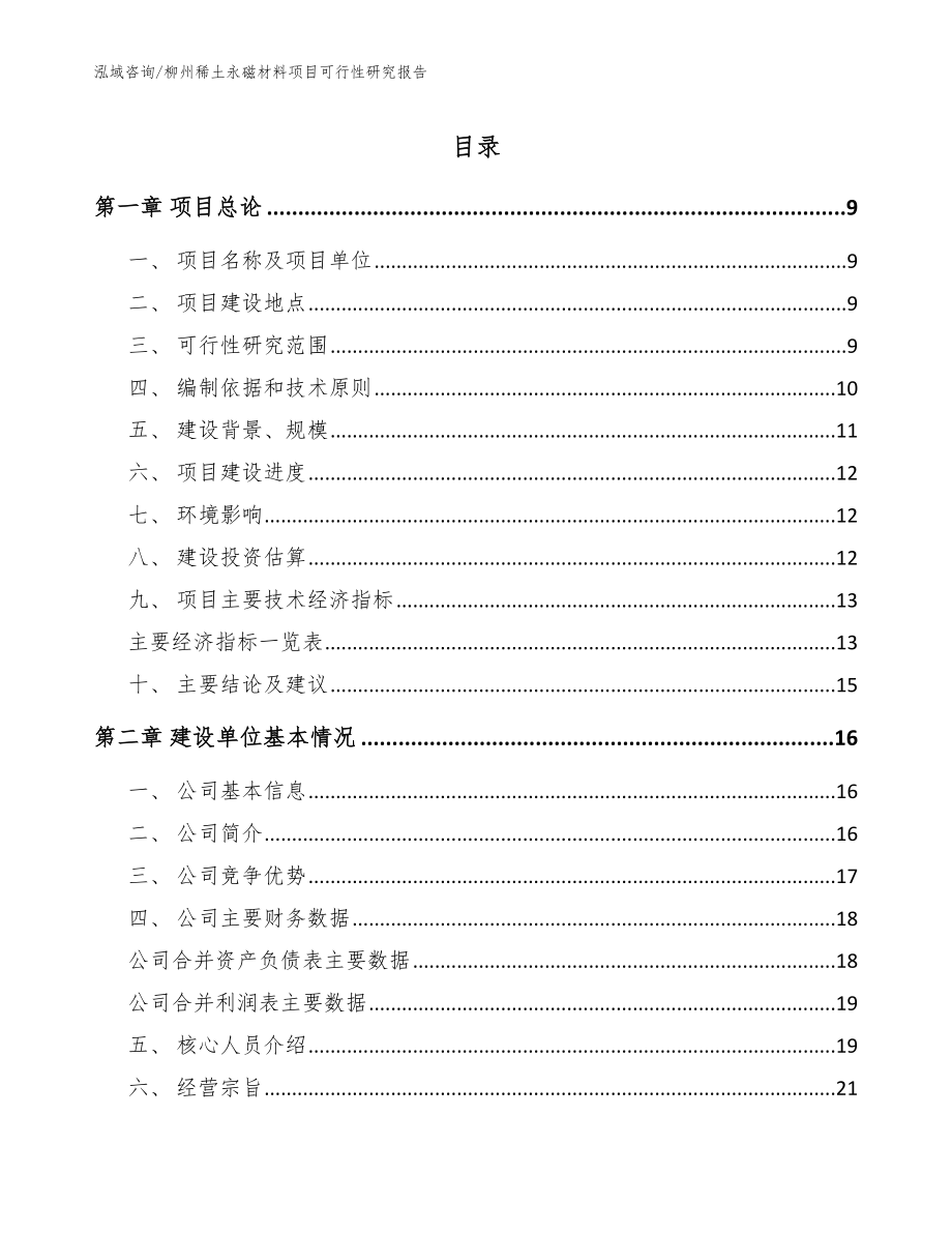 柳州稀土永磁材料项目可行性研究报告_第1页