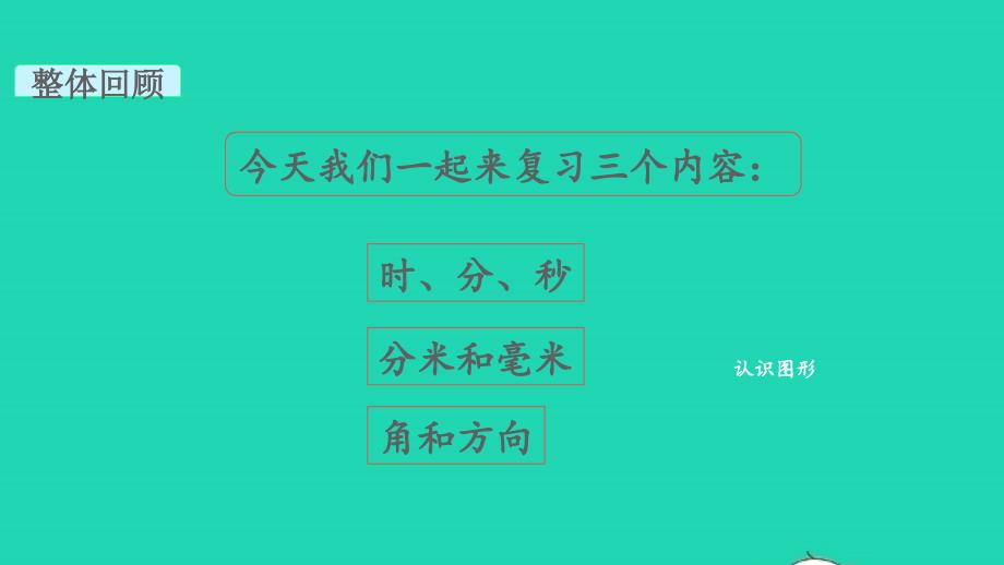 2022年二年级数学下册九期末复习第3课时时分秒分米和毫米角和方向教学课件苏教版_第3页