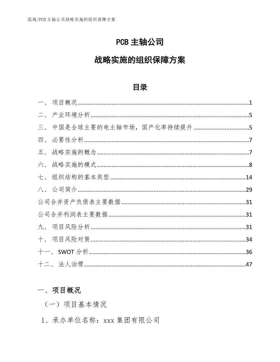 PCB主轴公司战略实施的组织保障方案【范文】_第1页