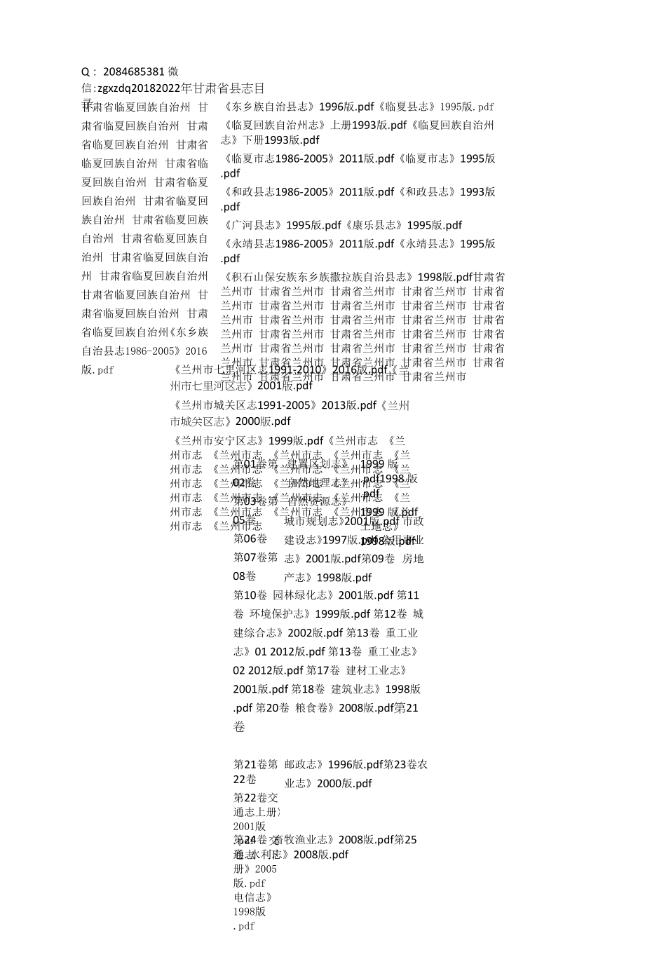 2022年甘肃省县志目录_第1页