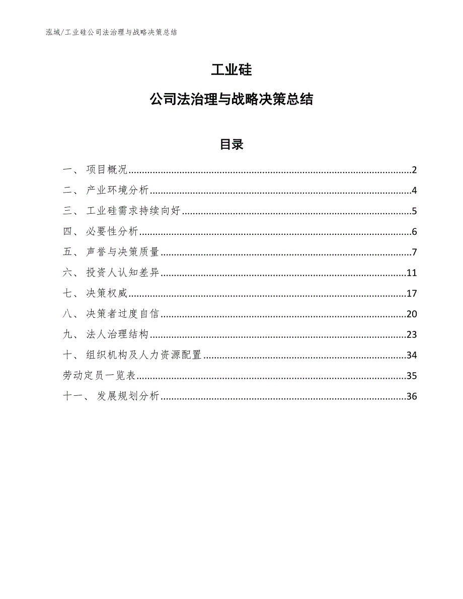 工业硅公司法治理与战略决策总结_第1页