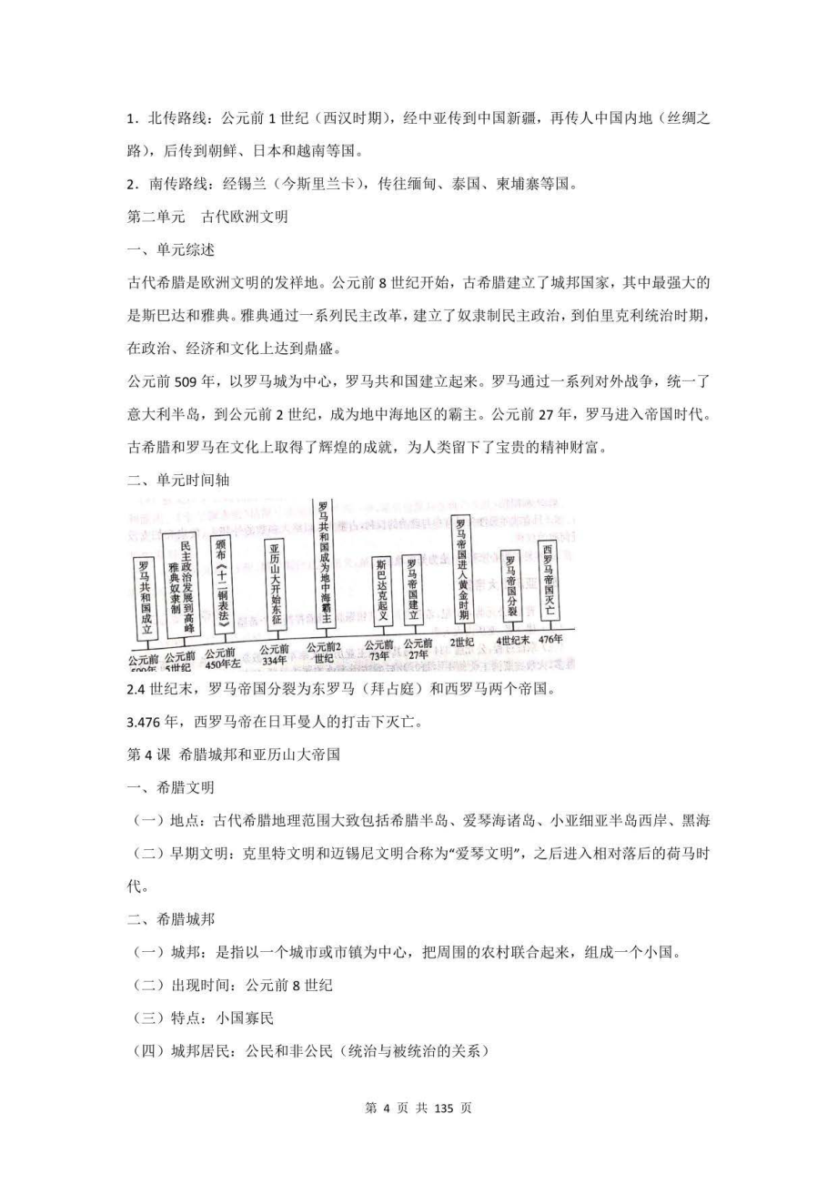 部编版中考历史一轮复习：九年级上、下册知识点提纲（附10套综合测试卷及答案）_第4页