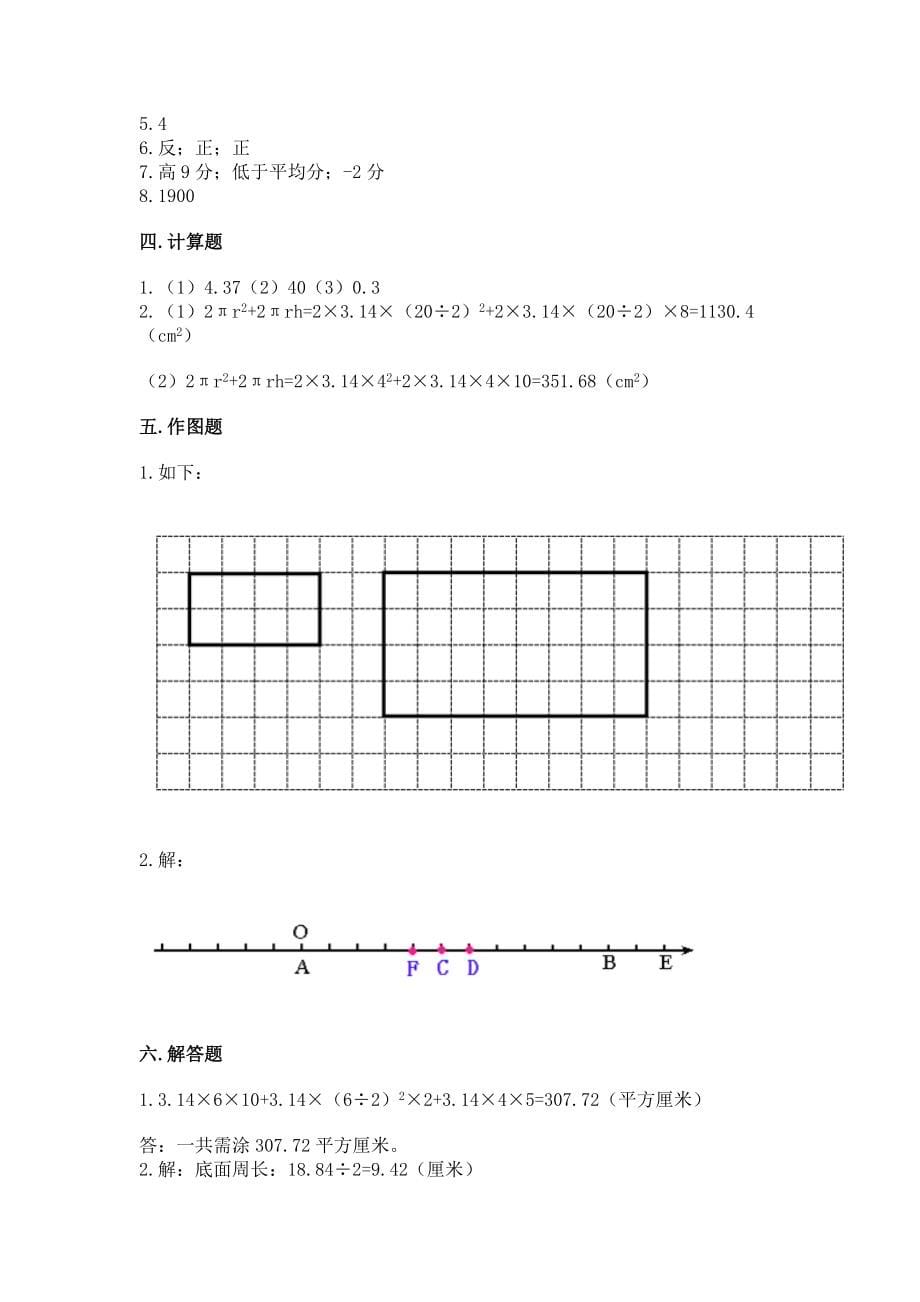 人教版六年级下册数学期末测试卷 及完整答案（必刷）_第5页