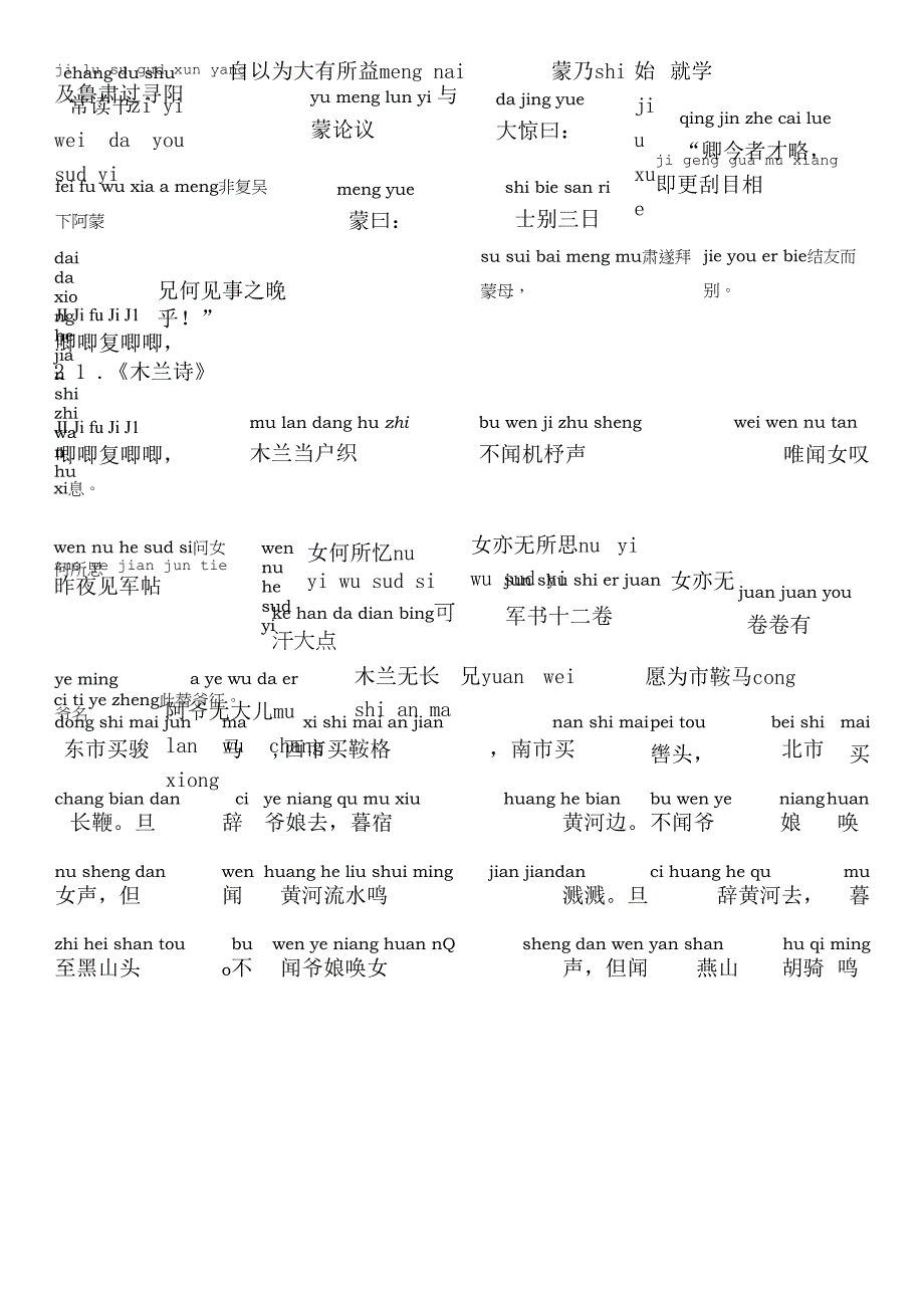 初中古诗文通览（拼音版 共126篇）_第3页