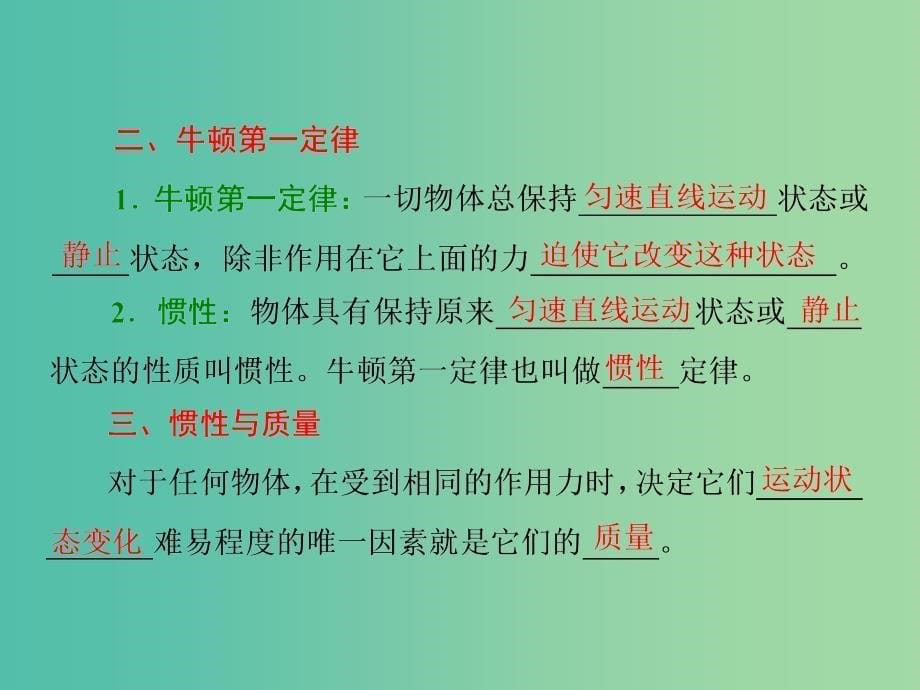 山东省专用2018-2019学年高中物理第四章牛顿运动定律第1节牛顿第一定律课件新人教版必修1 .ppt_第5页