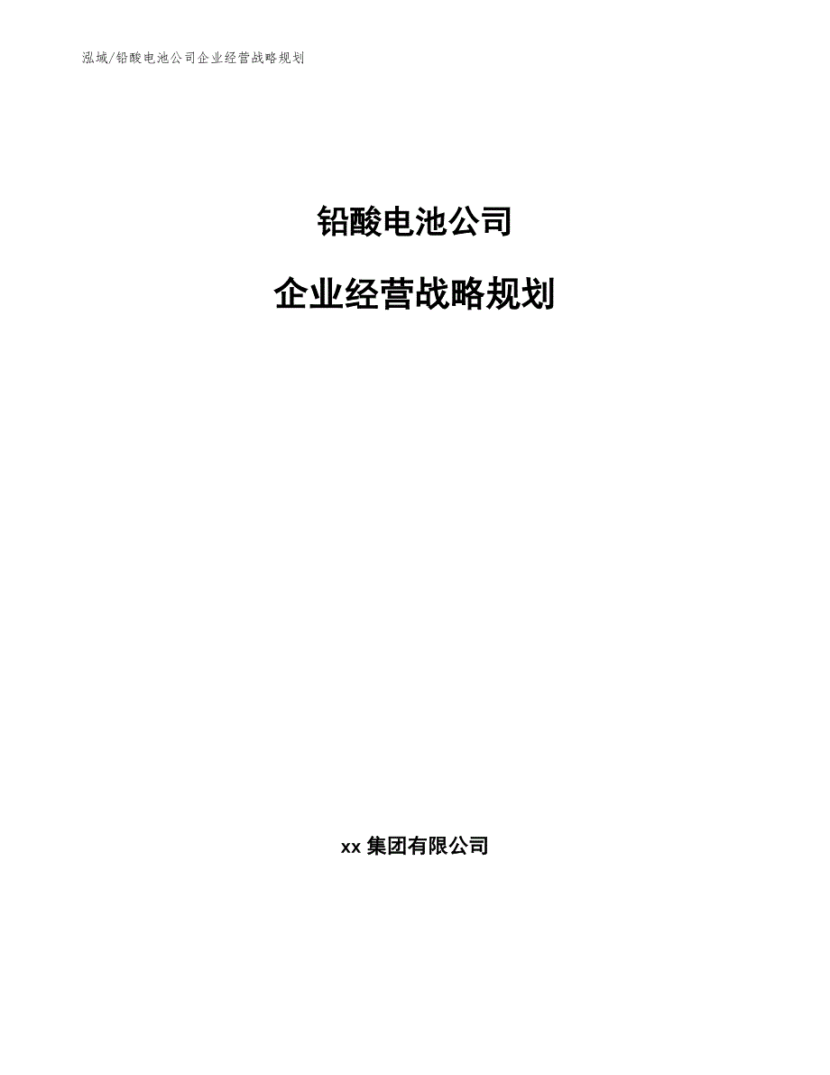 铅酸电池公司企业经营战略规划（范文）_第1页