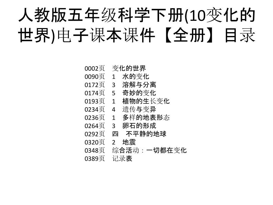 人教版五年级科学下册(10变化的世界)电子课本ppt课件 【全册】_第1页