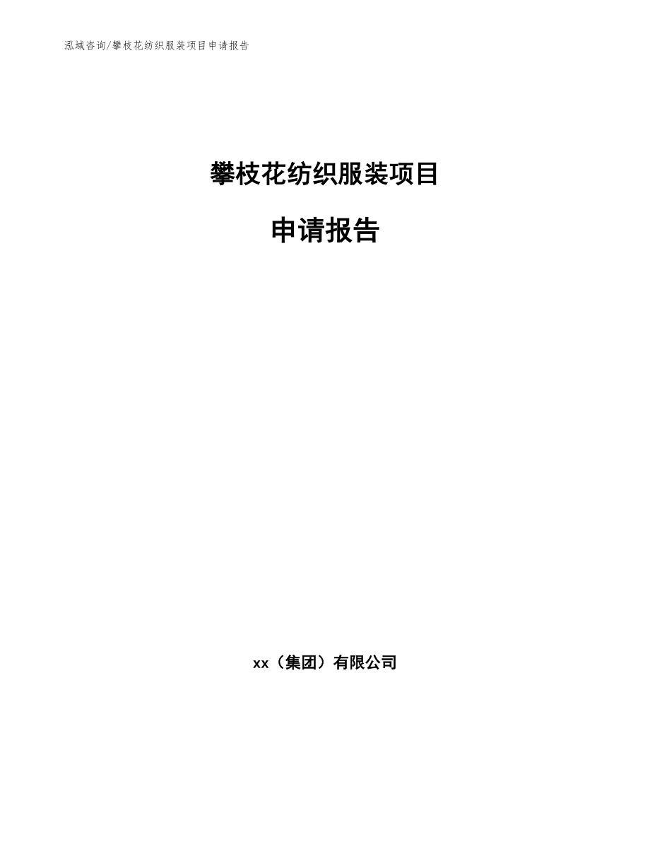 攀枝花纺织服装项目申请报告【参考范文】_第1页