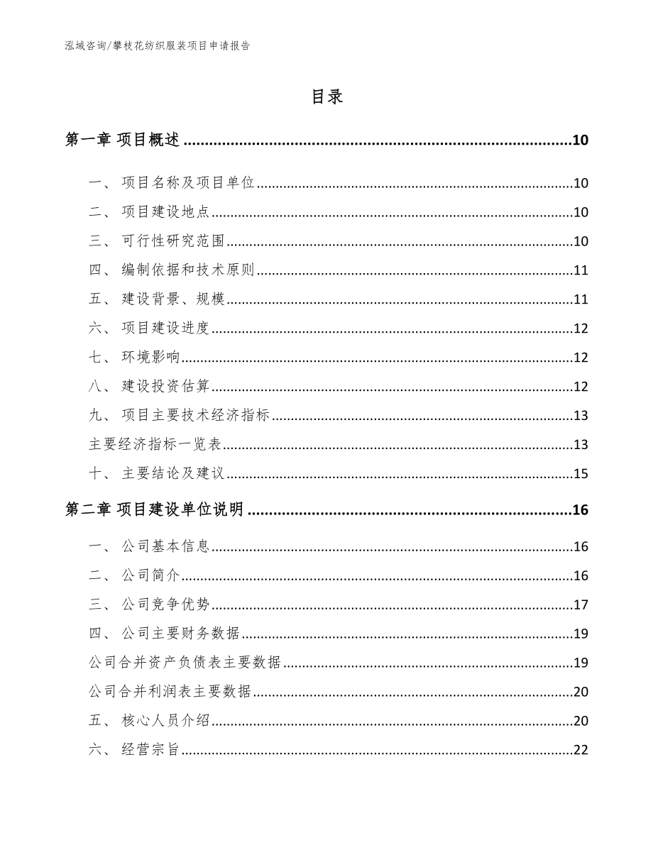 攀枝花纺织服装项目申请报告【参考范文】_第2页