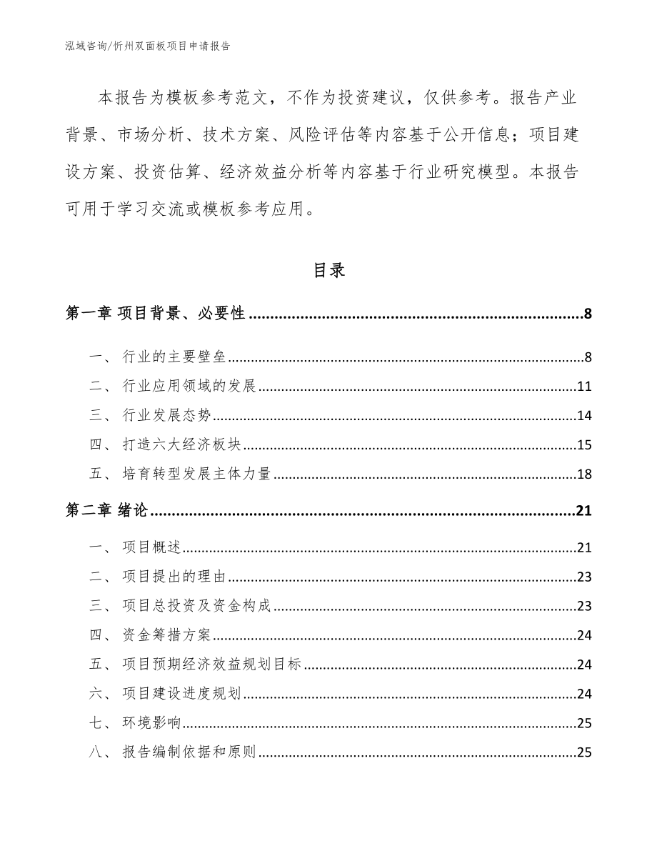 忻州双面板项目申请报告_第2页