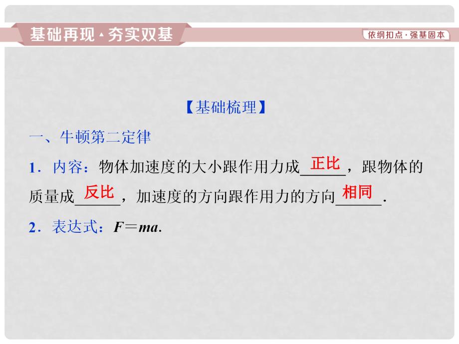 高考物理总复习 第三章 牛顿运动定律 第二节 牛顿第二定律 两类动力学问题课件_第2页