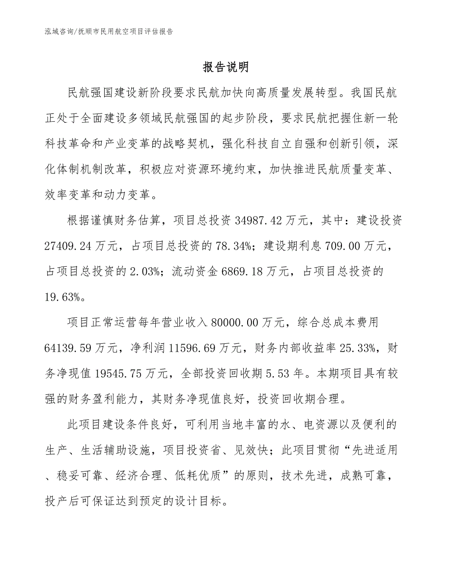 抚顺市民用航空项目评估报告（范文）_第2页