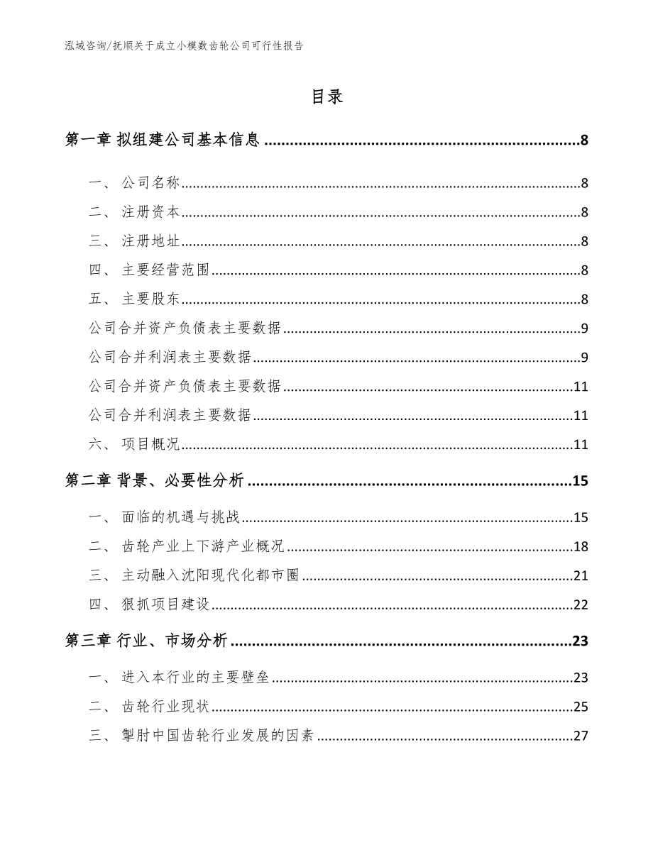 抚顺关于成立小模数齿轮公司可行性报告（参考范文）_第2页