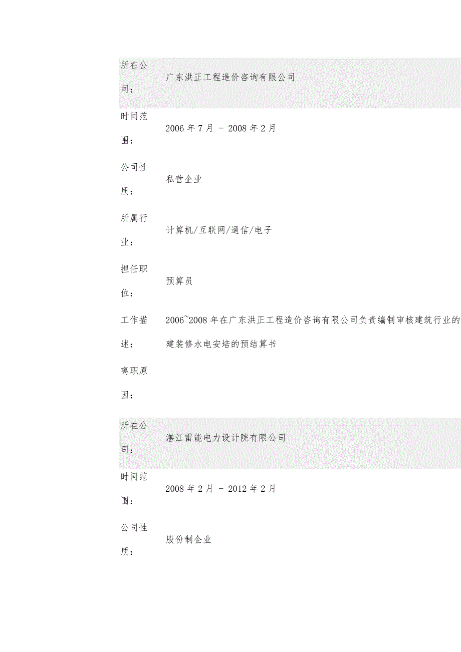 房地产预算师个人简历模板_第4页