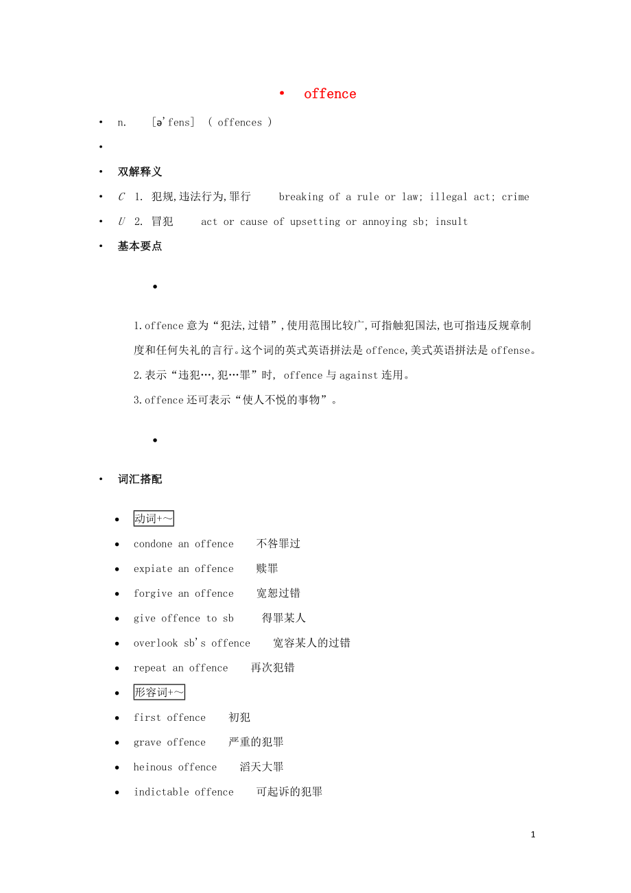 高中英语单词天天记offence素材_第1页