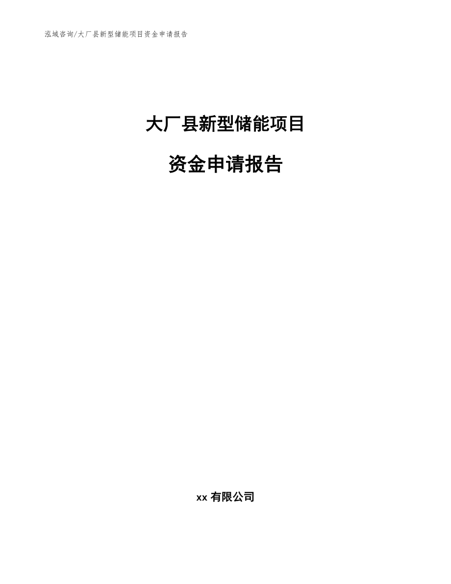 大厂县新型储能项目资金申请报告_范文模板_第1页