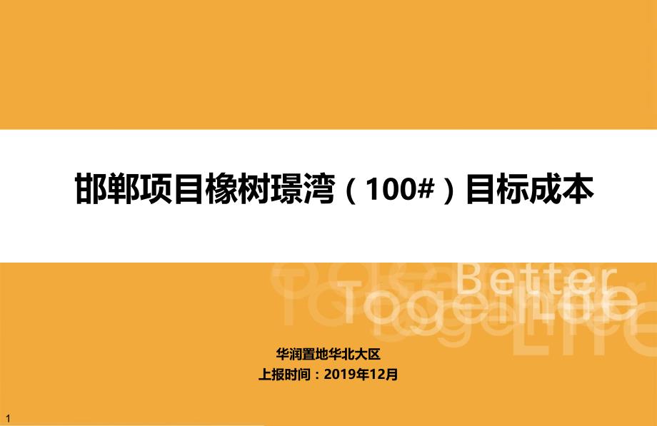 邯郸100#地块项目目标成本汇报ppt12.3_第1页