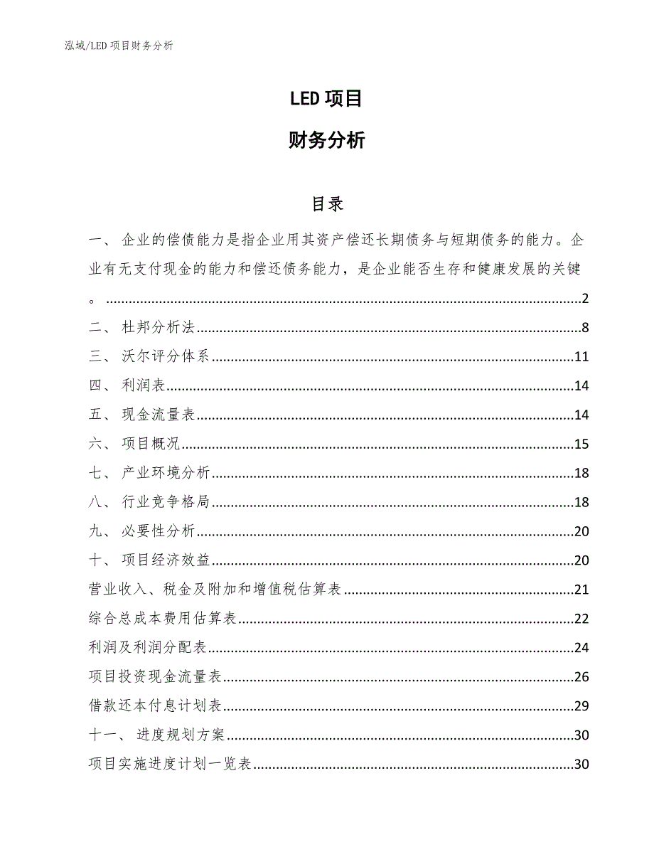LED项目财务分析【范文】_第1页