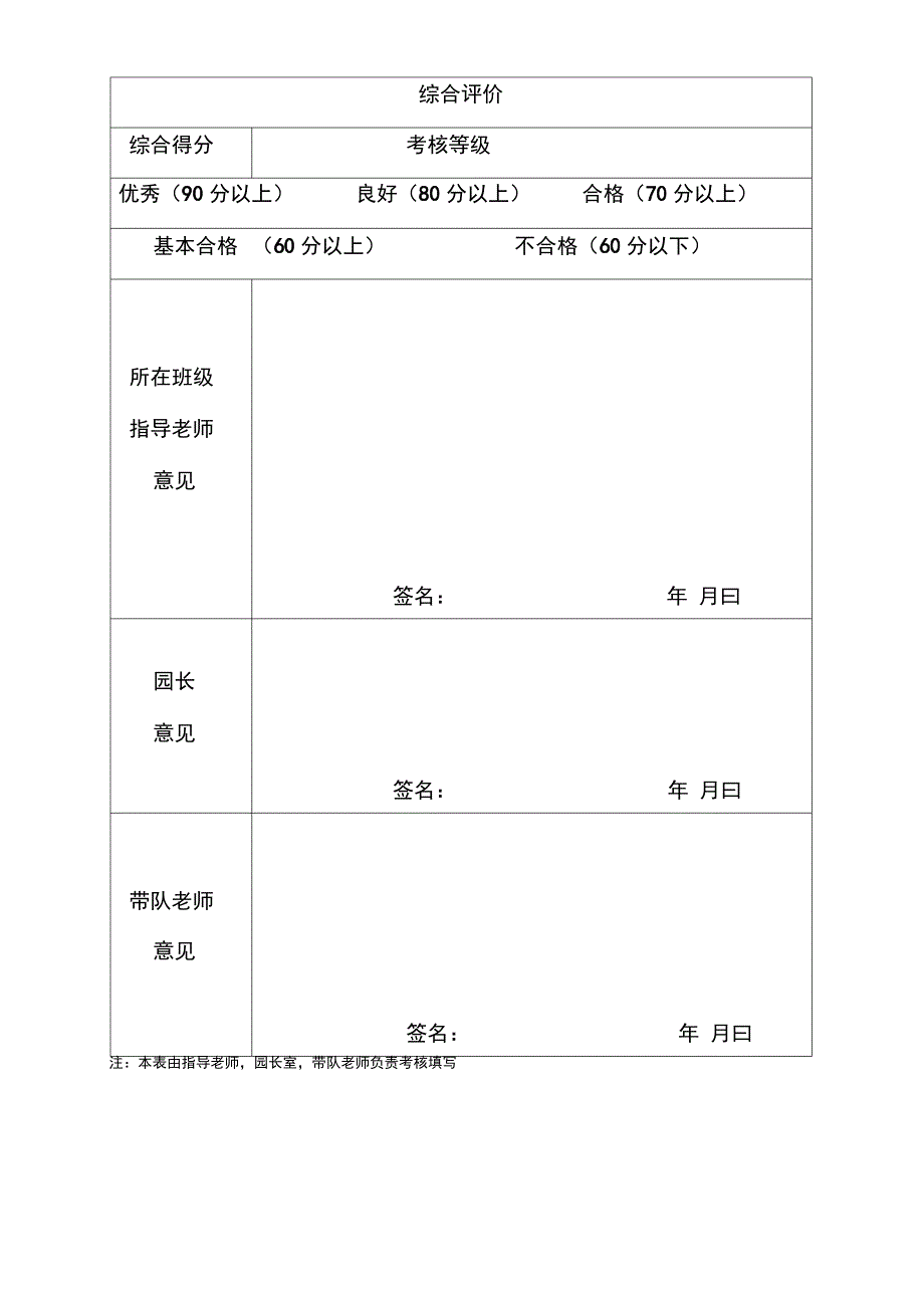 幼师专业实习考核表_第4页