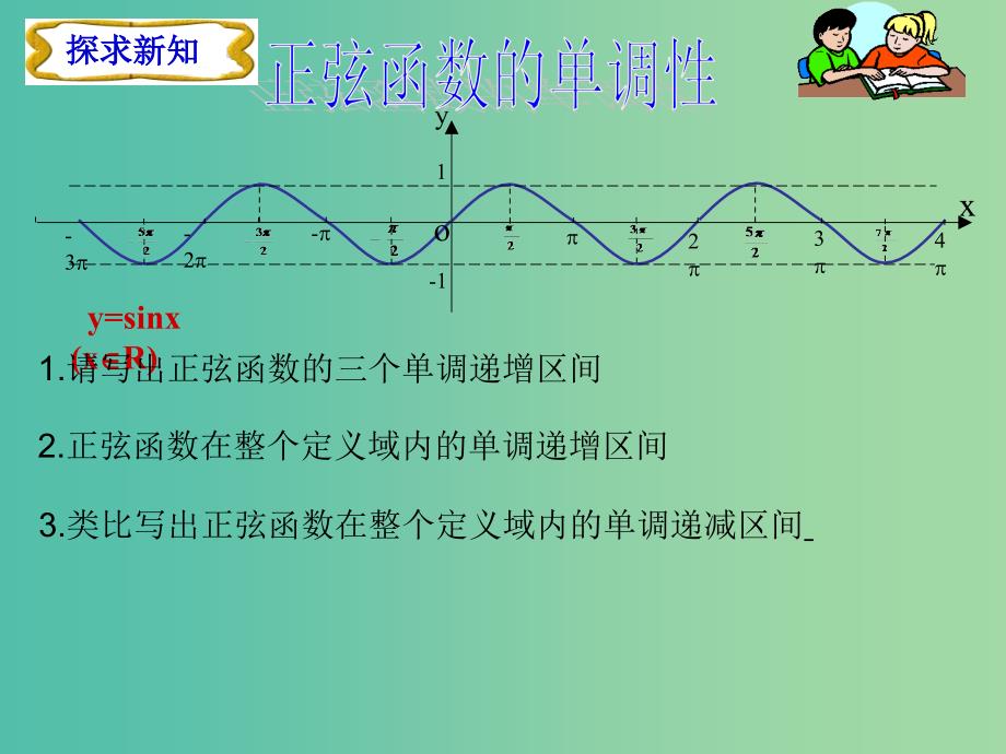 高中数学 第一章 第四节 三角函数的图象与性质之正弦函数、余弦函数的性质 单调性课件 新人教版必修4.ppt_第4页