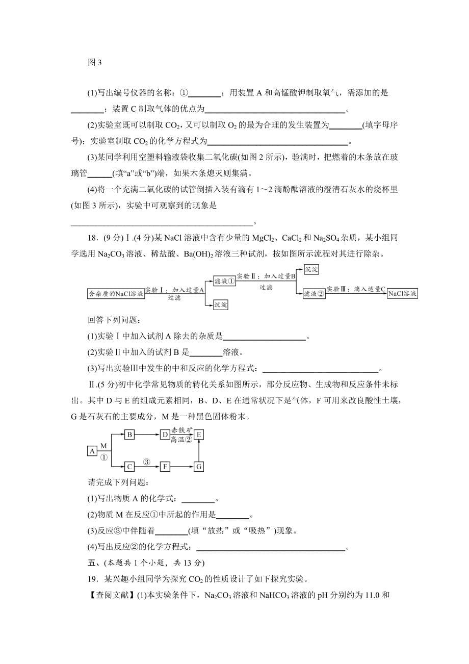 2022年四川省成都市中考化学模拟试卷(一)【含答案】_第5页