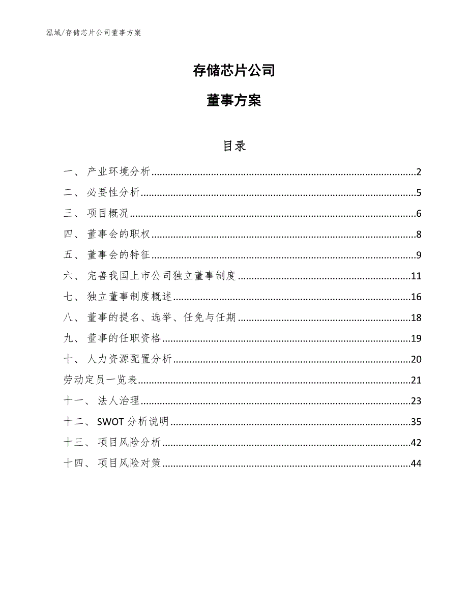 存储芯片公司董事方案_参考_第1页