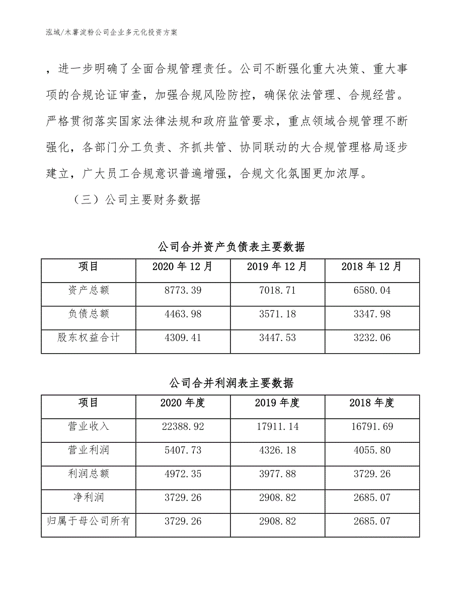 木薯淀粉公司企业多元化投资方案_参考_第3页