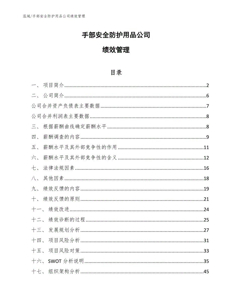 手部安全防护用品公司绩效管理（范文）_第1页