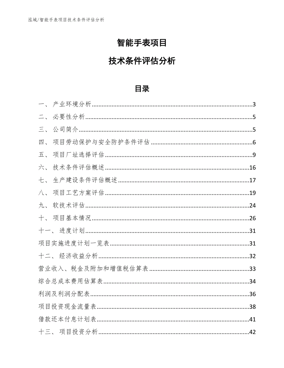 智能手表项目技术条件评估分析_第1页