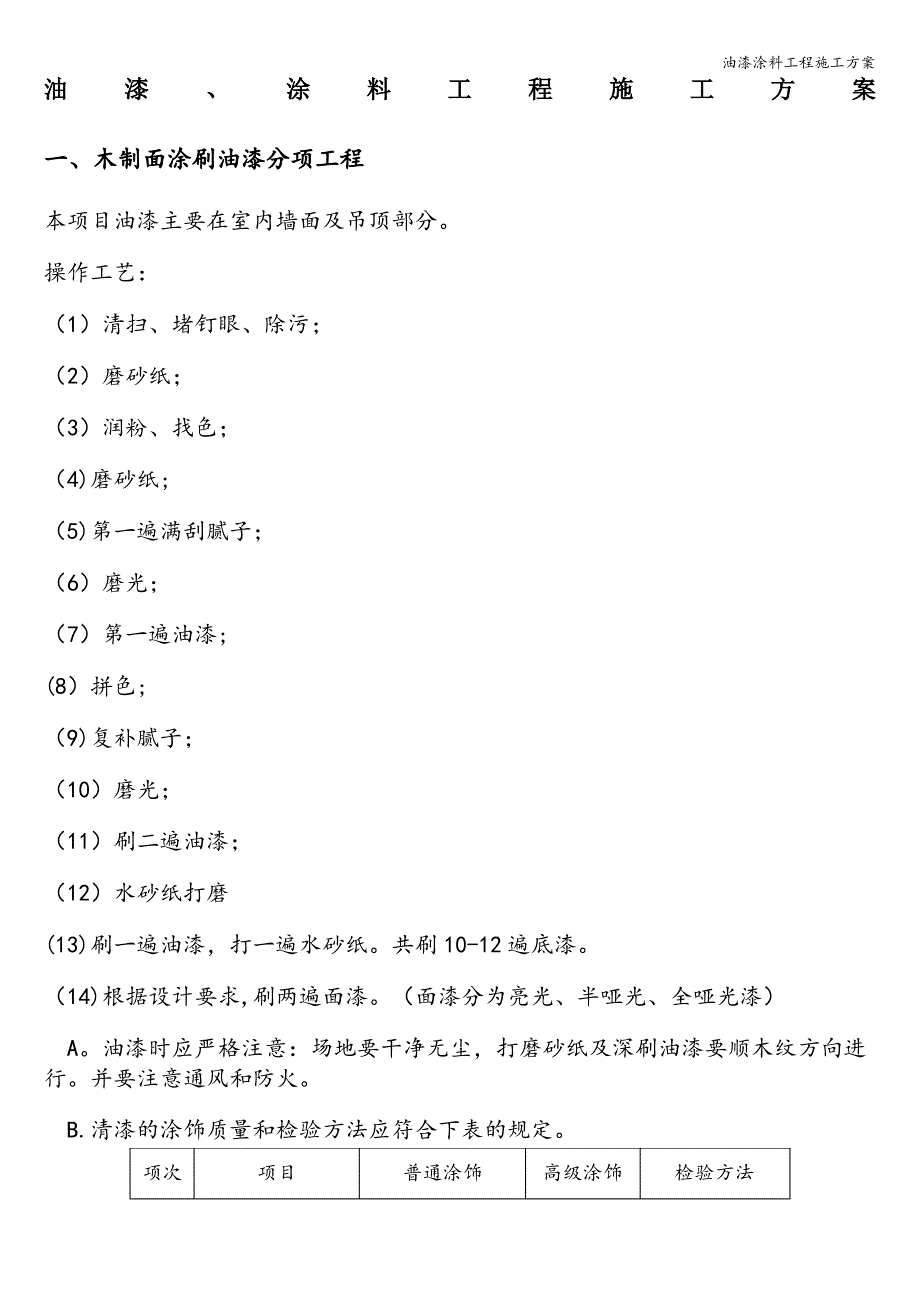 油漆涂料工程施工方案_第1页