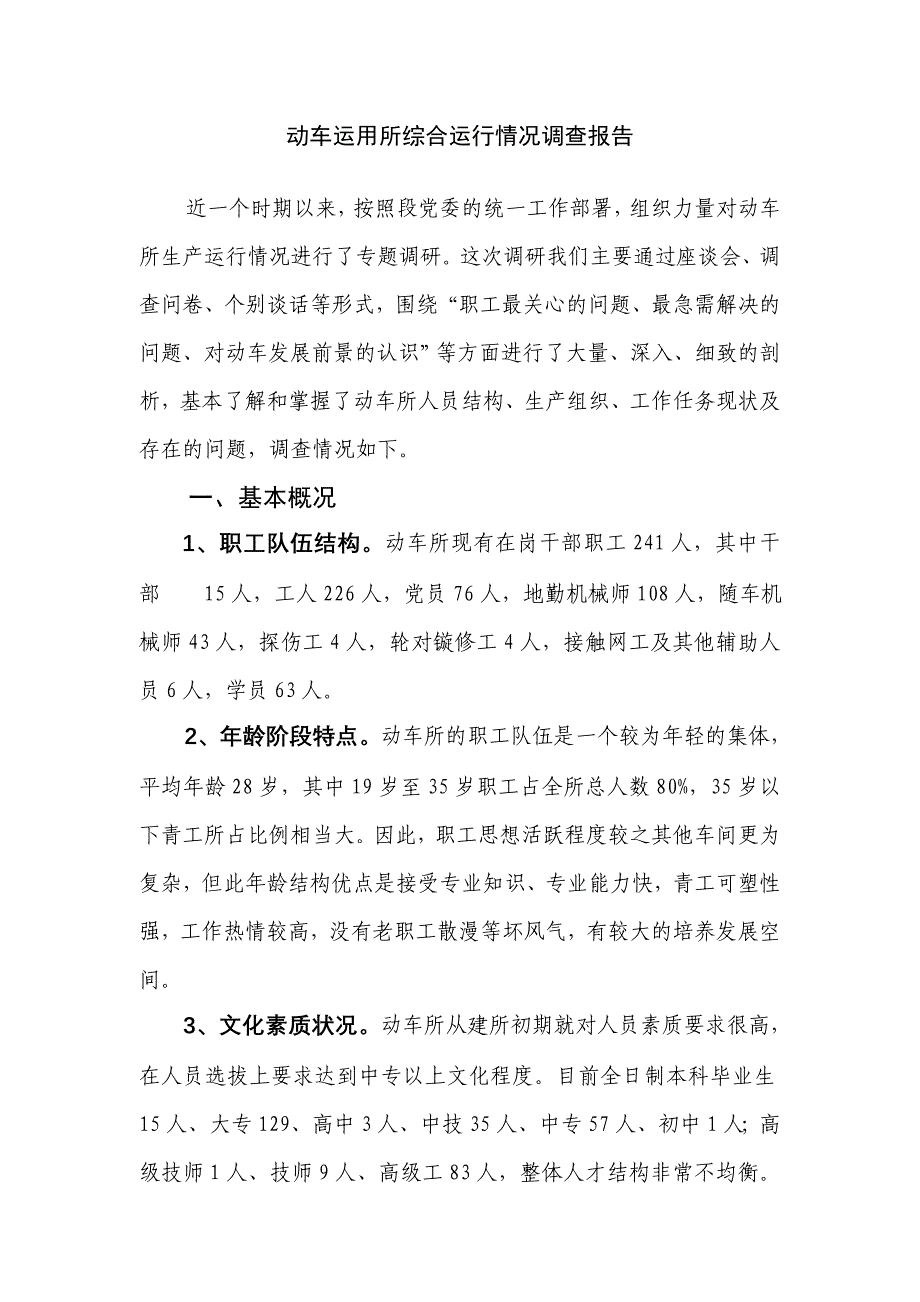 动车运用所综合运行情况调查报告_第1页