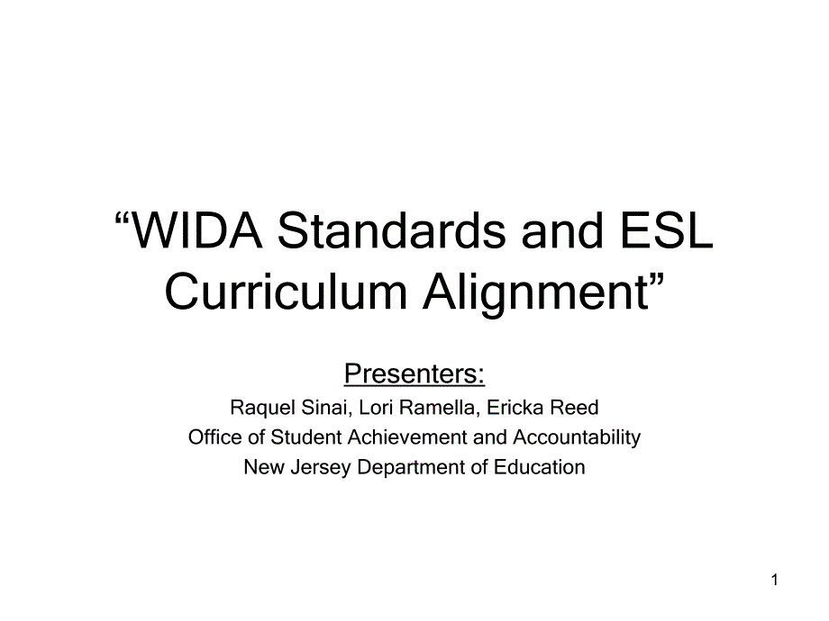 WIDA Standards and ESL Curriculum Alignment_第1页