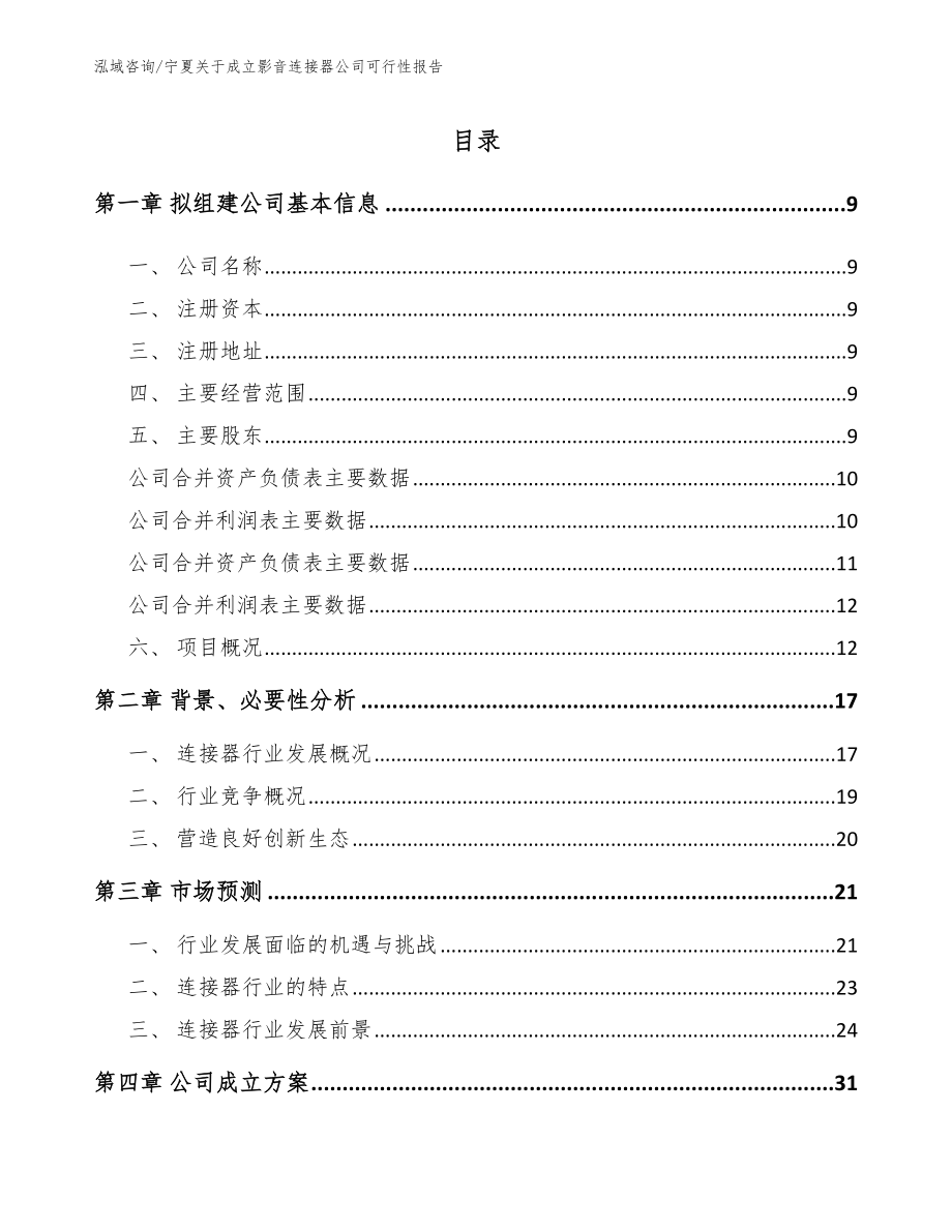 宁夏关于成立影音连接器公司可行性报告【模板范文】_第2页