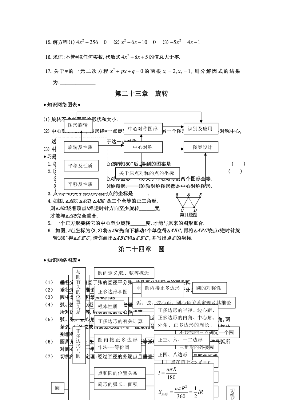 人教版初三数学知识点归纳秘笈创造奇迹_第4页