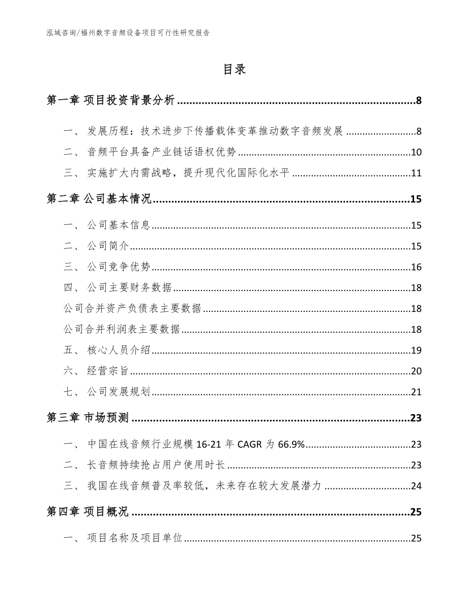 福州数字音频设备项目可行性研究报告_范文模板_第1页