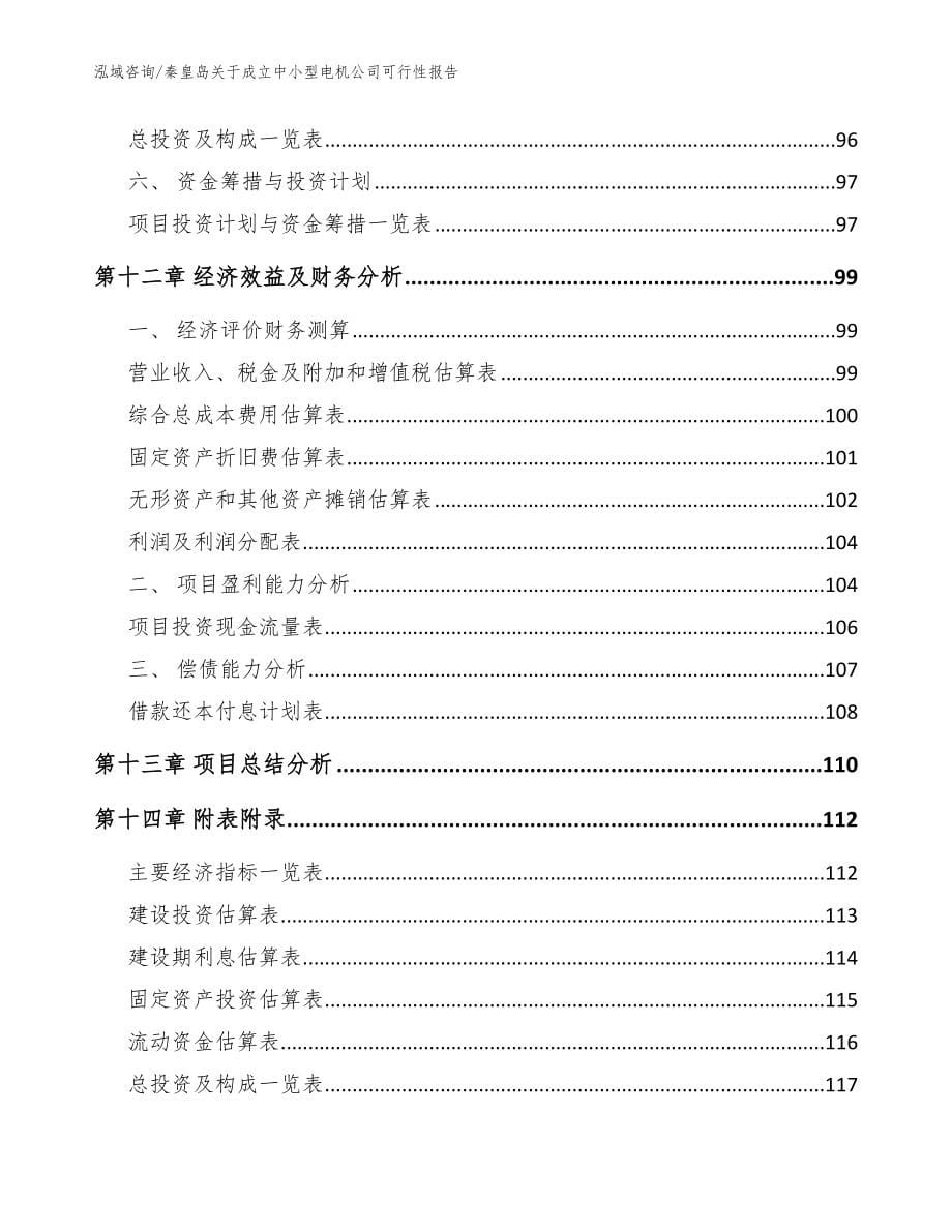 秦皇岛关于成立中小型电机公司可行性报告_范文模板_第5页