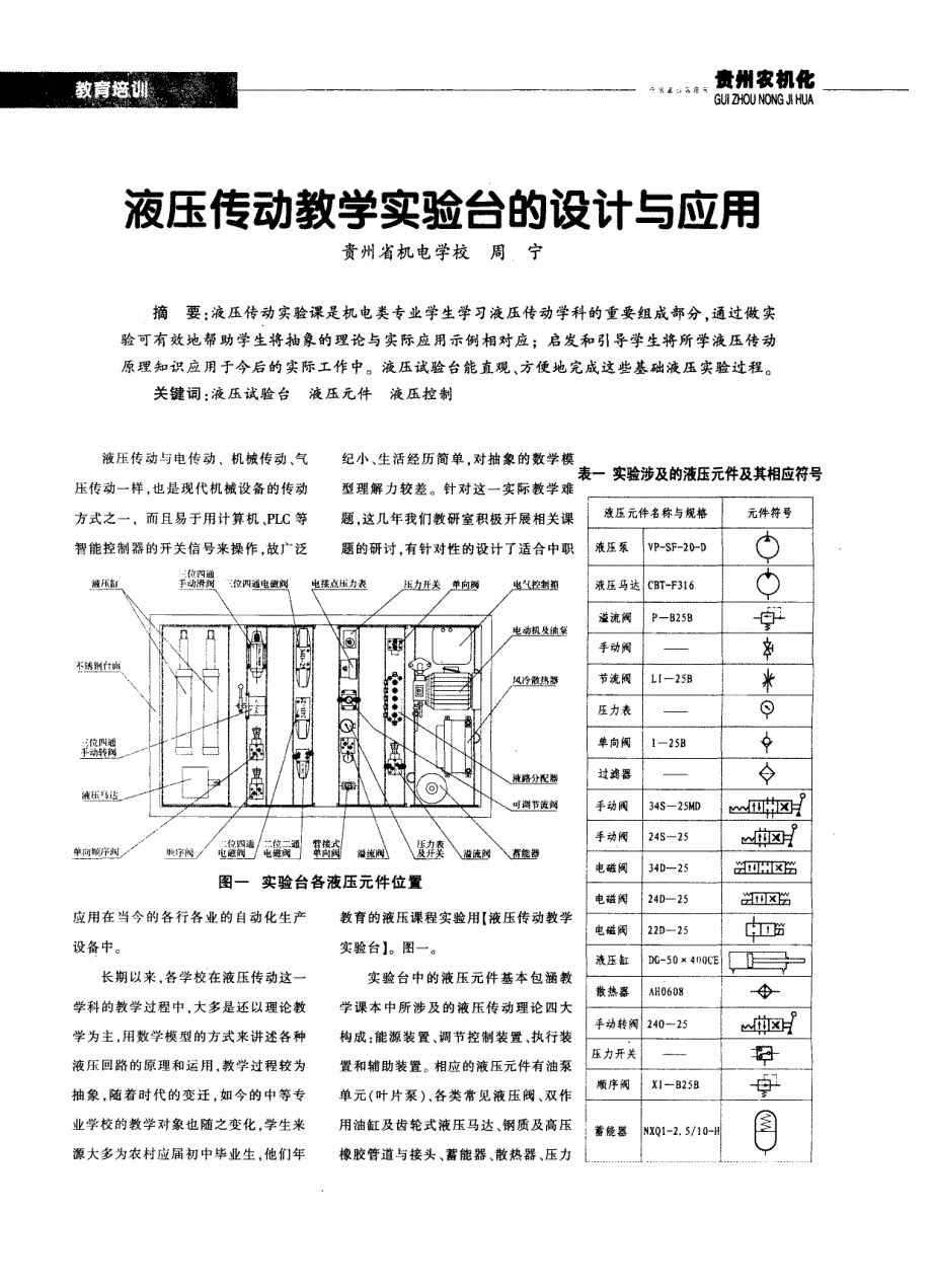 液压传动教学实验台的设计与应用_第1页