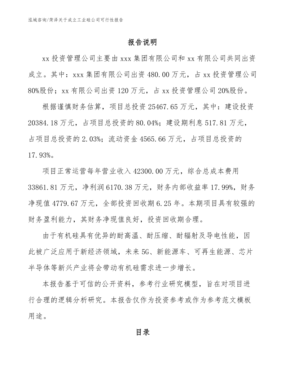 菏泽关于成立工业硅公司可行性报告参考范文_第2页