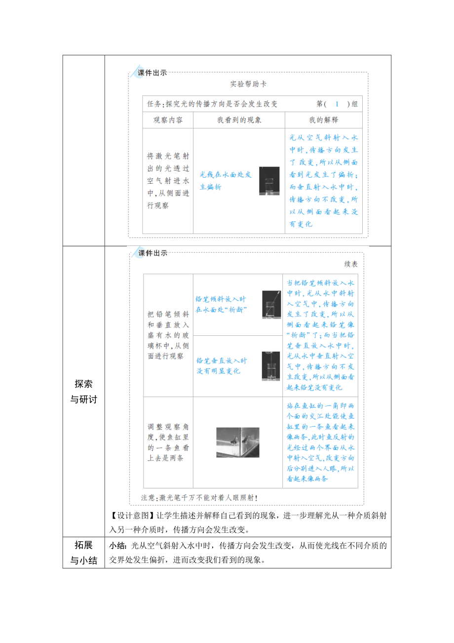 科教版五年级科学上册第一单元第4课《光的传播方向会发生改变吗》教案_第4页