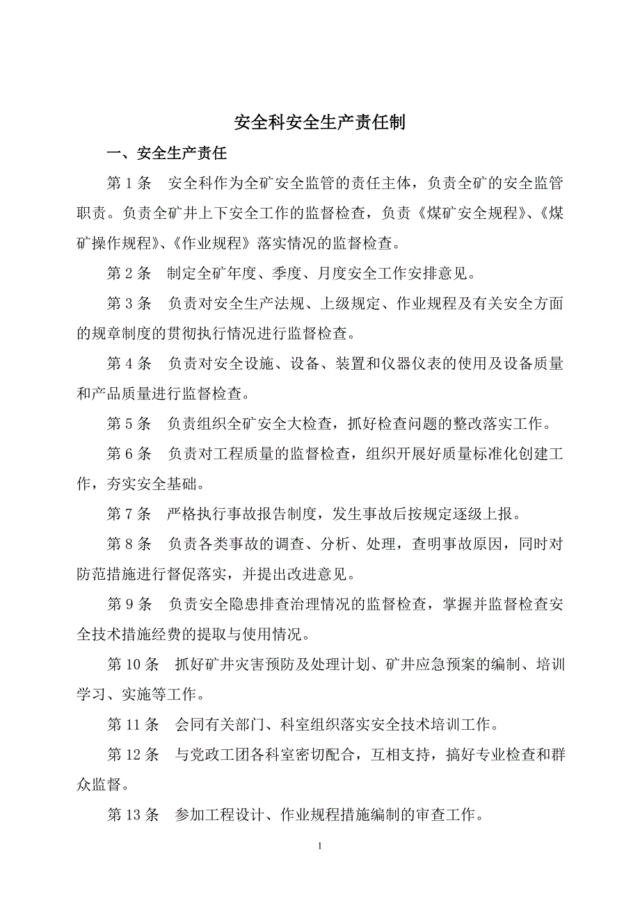 煤矿职能部门安全生产责任制参考模板范本_第2页