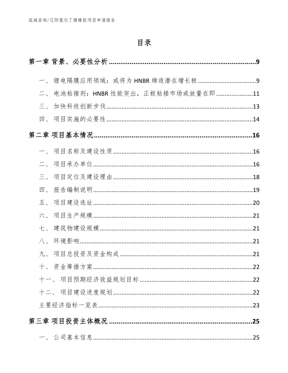 辽阳氢化丁腈橡胶项目申请报告_第1页