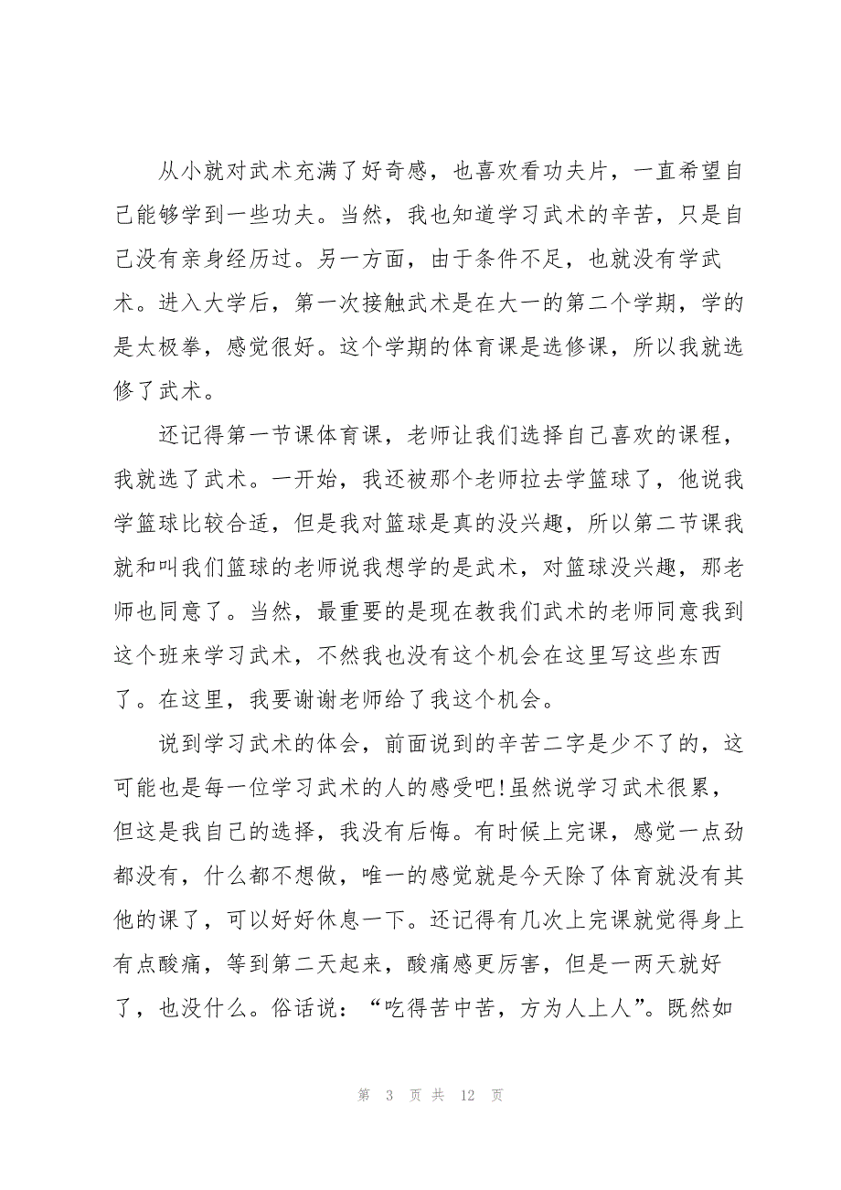 武术学习心得体会范文6篇_第3页